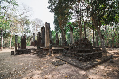 Old temple against trees