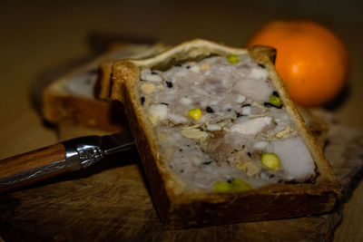 Close-up of food on table