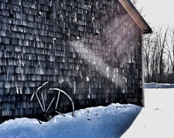 Frozen house during winter