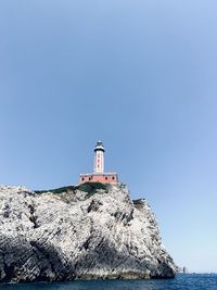 Low angle view of lighthouse against sky