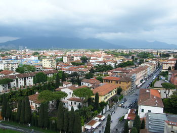 High angle view of townscape against sky