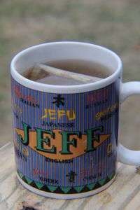 Close-up of coffee cup on table