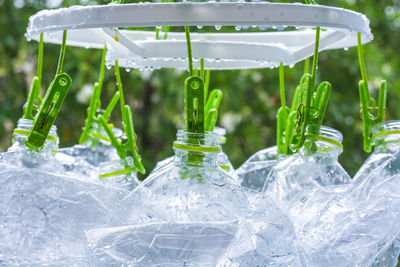 Close-up of water drops on glass