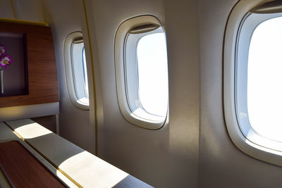 Close-up of airplane window