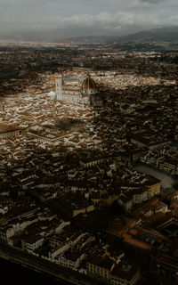 High angle view of buildings in city