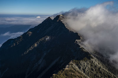 Panoramic view of volcanic mountain against sky