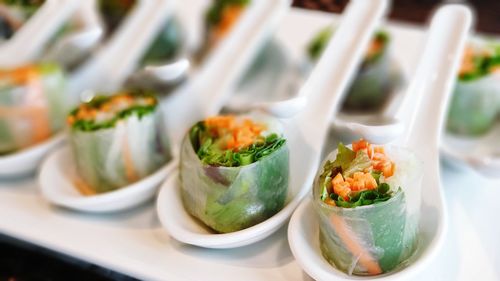 Close-up of served food in plate