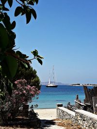 Scenic view of sea against clear sky