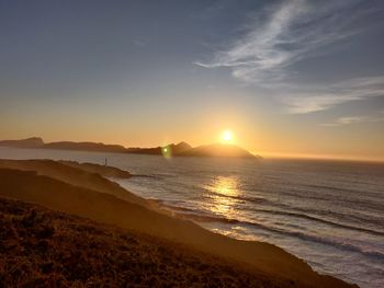 Scenic view of sea against sky during sunset