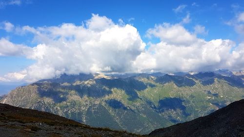 Panoramic view of landscape against cloudy sky