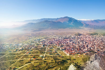 High angle view of townscape against sky