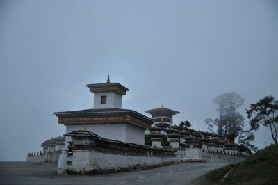 108 chortens at dochula a memorial for the dead bhutanese soldiers .