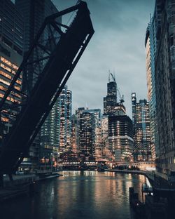 City skyline with river in background