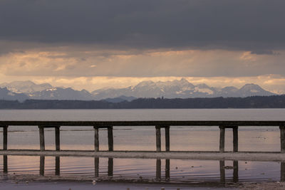 Scenic view of mountains against cloudy sky