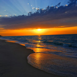 Scenic view of sea against sky during sunset