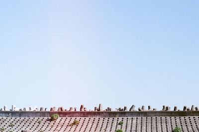 Low angle view of built structure against clear sky