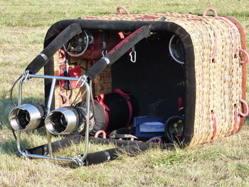 Vintage car on grassy field