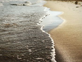 High angle view of sand on beach