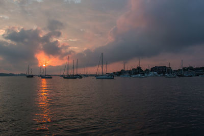 Sunrise with sail boats 
