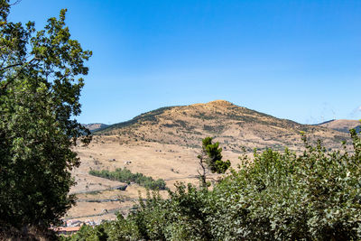 Scenic view of landscape against clear blue sky