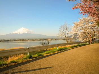 Scenic view of lake against clear sky