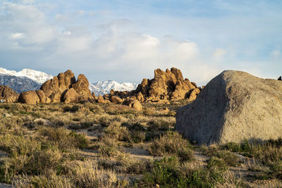 Scenic view of rocky mountains against sky