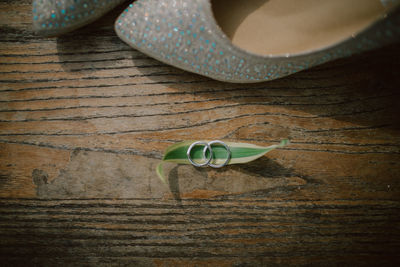 High angle view of shoes on table