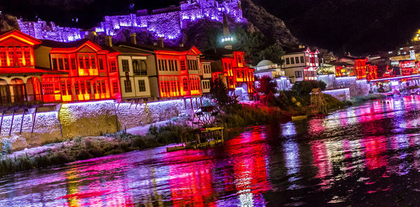 Illuminated building at night