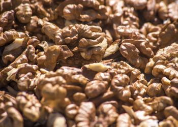 Full frame shot of walnuts for sale at market stall