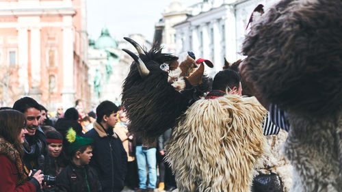 People on street in city