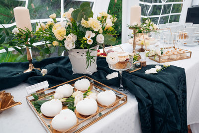 High angle view of food on table