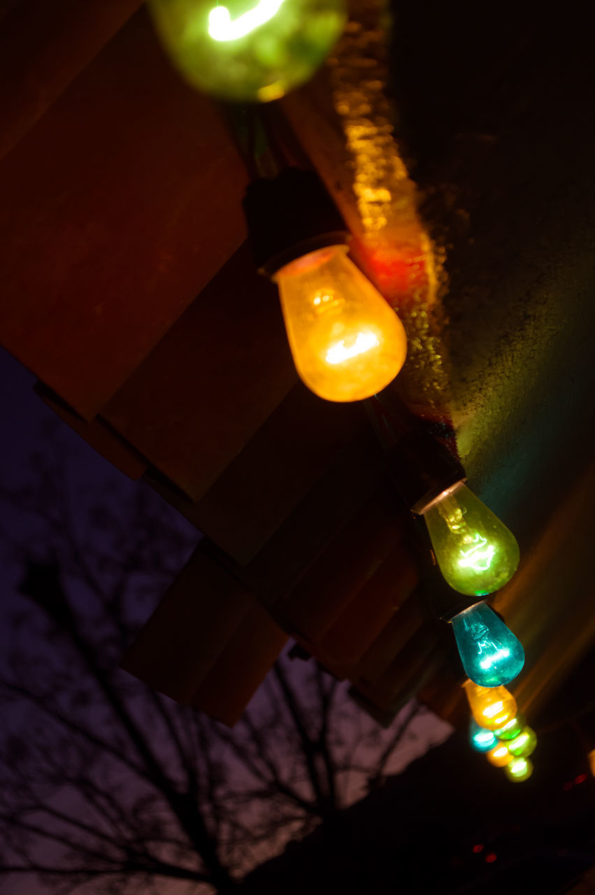 CLOSE-UP OF ILLUMINATED ELECTRIC LIGHT