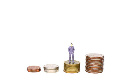 Stack of objects against white background