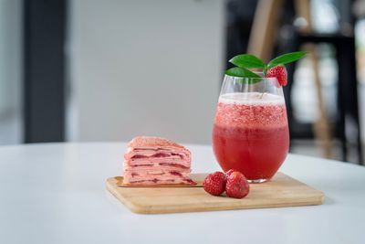 Close-up of fruits served on table