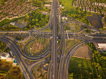 High angle view of elevated road in city