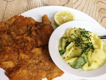 High angle view of meal served in plate