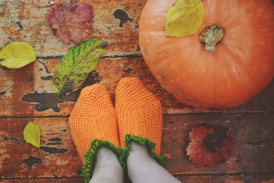 Close-up of woman wearing socks