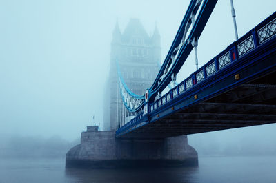 Suspension bridge over river