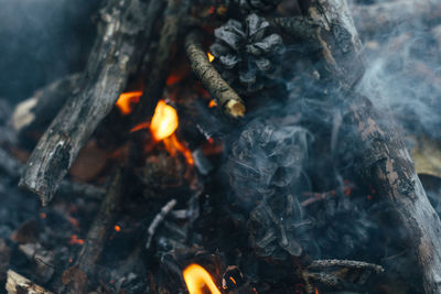 Close-up of bonfire