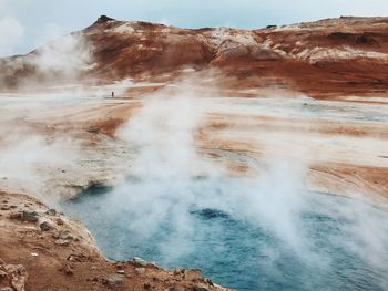 Steam emitting from hot spring