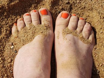 Low section of woman on sand