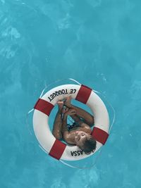 High angle view of people in swimming pool