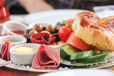 Close-up of food in plate on table