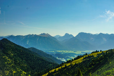 Scenic view of mountains against clear sky