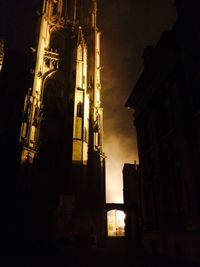 Low angle view of building against sky at night