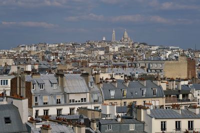 High angle shot of sacré coeur against sky