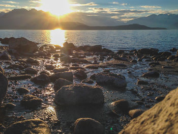 Scenic view of sea during sunset