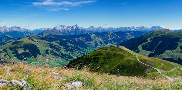 Scenic view of mountains against sky