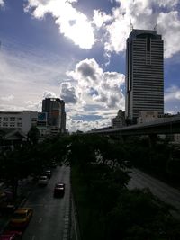 High angle view of city street