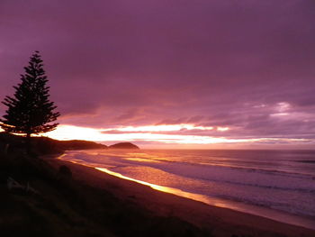 Scenic view of landscape against sky at sunset